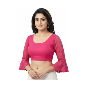 Vibrant  Lace Crop Blouse with Bell Sleeves #HC-493