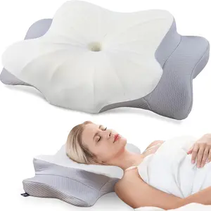 DONAMA Cervical Pillow for Neck and Shoulder - Contoured Memory Foam, 2 Heights Available, Breathable Pillowcase, Comfortable Back Support