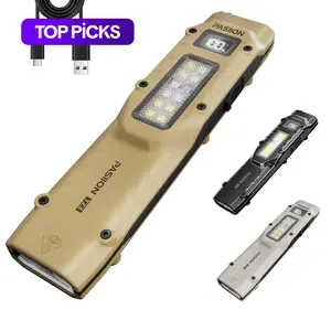 PASIION EDC Tactical Rechargeable Flashlight,Dual-Switches LED Flashlight with Digital Display,8 Modes , Camping,and Emergency Use, Tactical Flashlights