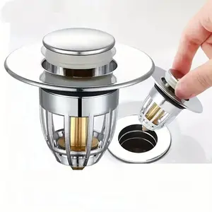 Universal Bathroom Sink Plug, Anti-Clog Bathtub Drain Stopper, Press Type Bath Tub Plug, Round Multifunction Water Stopper, Durable Construction, Efficient Drainage, Easy Cleaning, Home Essentials