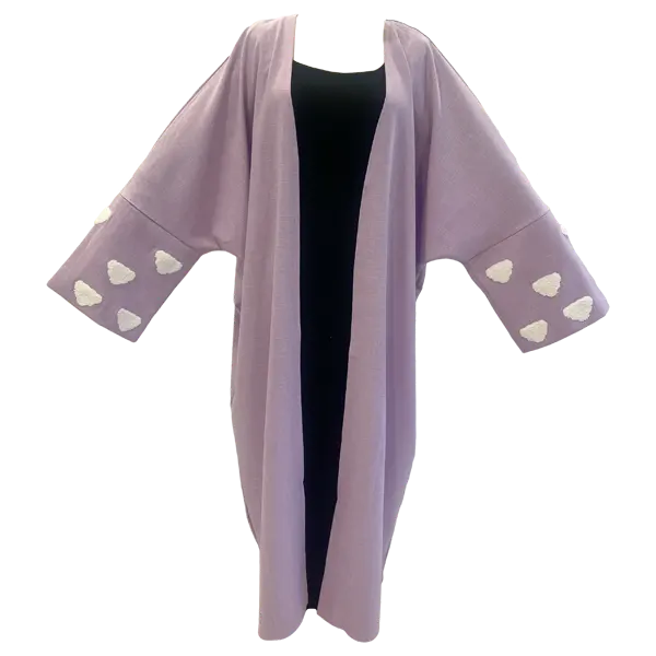RAHA DUSE Cloud Batwing Sleeve Open Abaya Muslim Women Long Cardigan Robe - Lightweight and Durable Linen Fabric