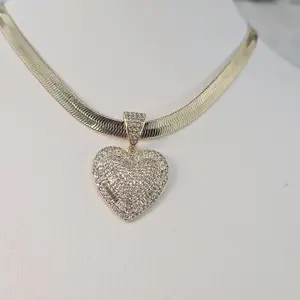 (62) heart pendant and chain  great valentines day gift 14kgoldplated