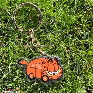 DailyStoryTeller Garfield Fat Orange Cat Car Keychain, Cute Gift For Fan