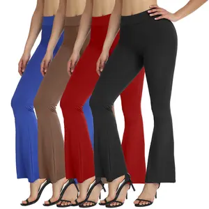 Bootcut Yoga Pants for Women Long Bootleg High-Waisted Flare Pants Pure Color Leggings,  Ladies Workout Gym Casual Wide Leg Pants 29"/30"/31" Inseam , Black/Khaki/Wine Red/Blue ，S-XL