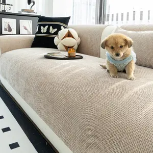 1pc Pure Color Chenille Sofa Cushion, Modern Simple Style, All-Season Use, Pet Friendly, Dustproof, Living Room Bedroom Decor