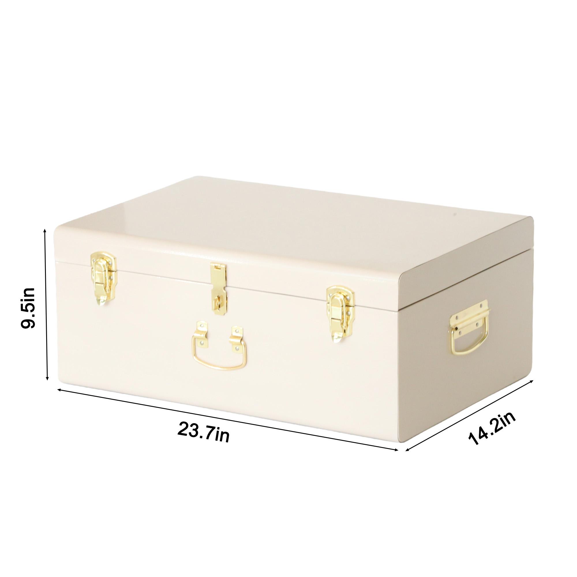 Elegant Ivory Metal Storage Trunk – Stylish & Durable Home Organizer