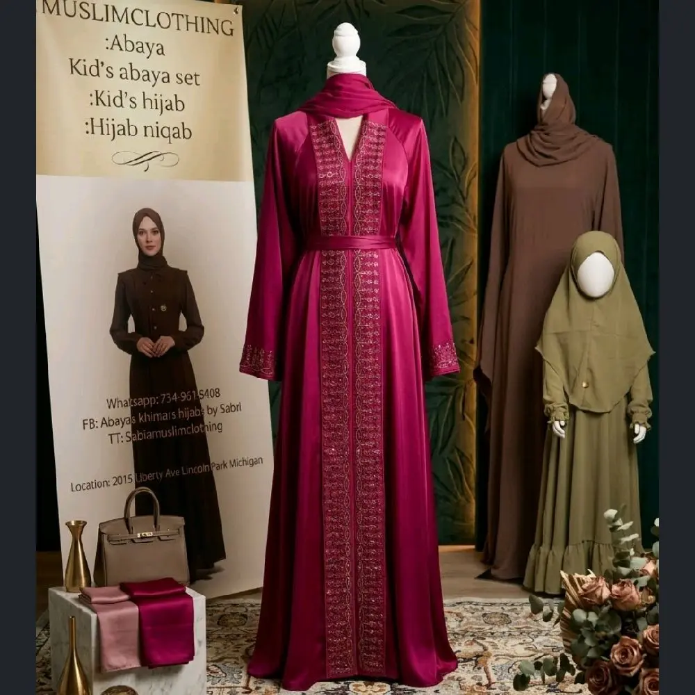 pink umbrella abaya