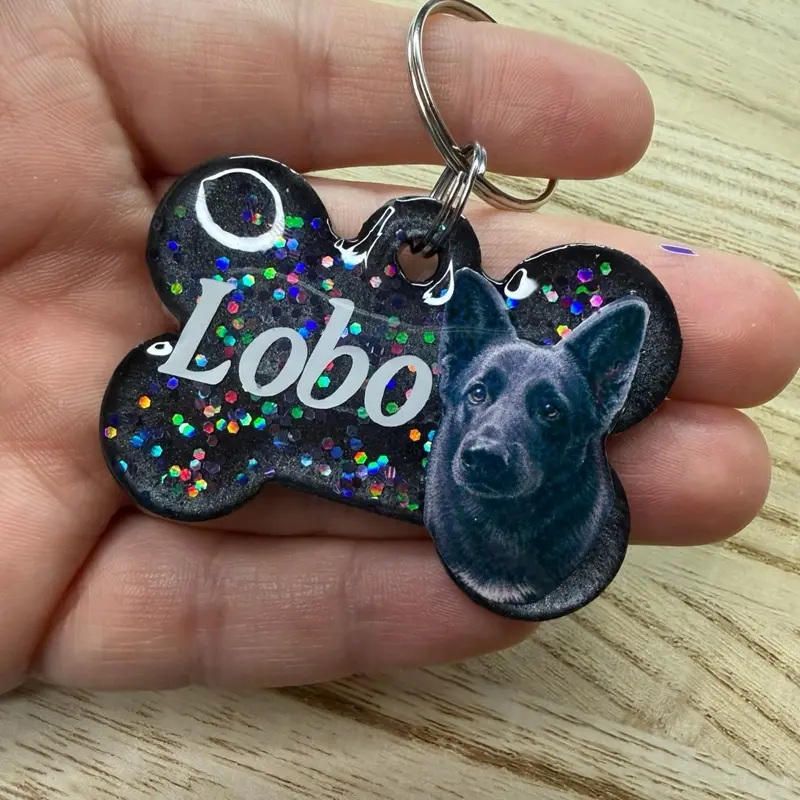 Personalized Resin Bone Pet ID Tag for Dogs & Cats, Handmade Collar Charm for Collars & Leads to Keep Furry Friends Safe