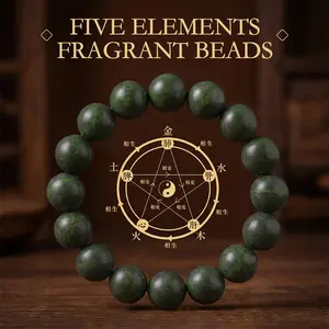 Five Elements Fragrant Beads Bracelet - Green Stone Beads for Healing and Meditation