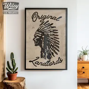 EVERY Vintage Native American Indian Chief Original Landlords Art Print, Indigenous Western Wall Decor, Rustic Mid Century Art, Antique Cowboy Art