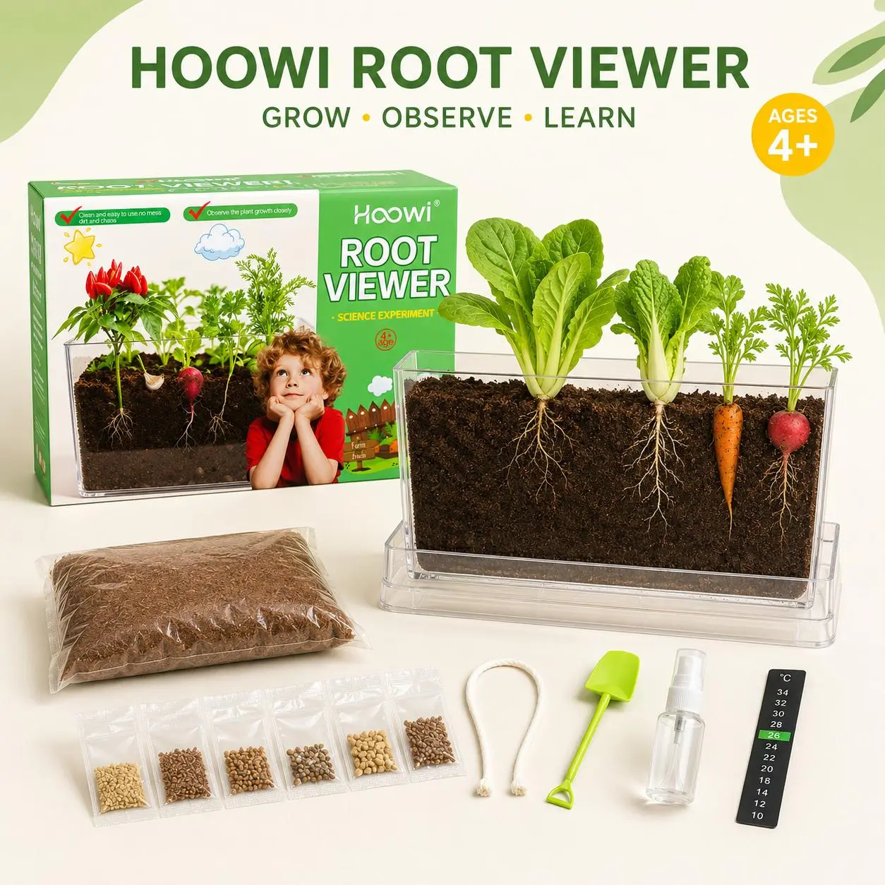 Root Viewer Kit for Kids with 6 Seed Varieties - STEM Science Kits for Kids Age 5-7, 8-12 | Perfect Christmas, Easter, Birthday Gift & School Gardening Project | Learning Educational Gardening Toys