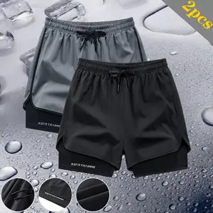 2-in-1 Double-layer Design Sports Shorts - Loose outer layer with breathable quick-dry inner lining perfect for running, workouts, and everyday casual wear Mesh Casual Sports Shorts