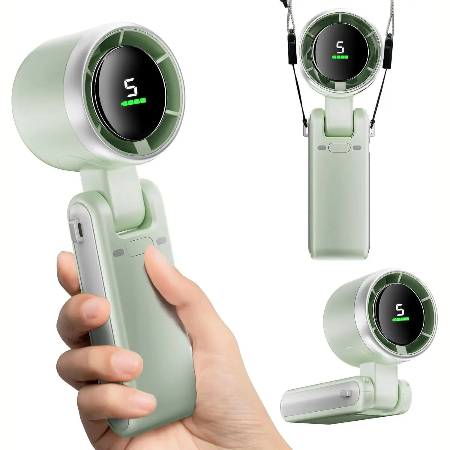 Portable Handheld Turbo Fan, 5 Gear Wind Rechargeable Fan, 3600mAh Battery Operated Fan, Air Turbo Tech Cooling Fan for Outdoor Activities, Travel, Wo