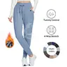 Baleaf Women's 25"/28"/30" Polyester Blend Fleece Lined High Waistband Thermal Joggers, Water Resistant, Tummy Control, Adjustable Drawstring, Side Pockets, Flexibility, Cuffed Loose Bottom for Winter Running & Hiking