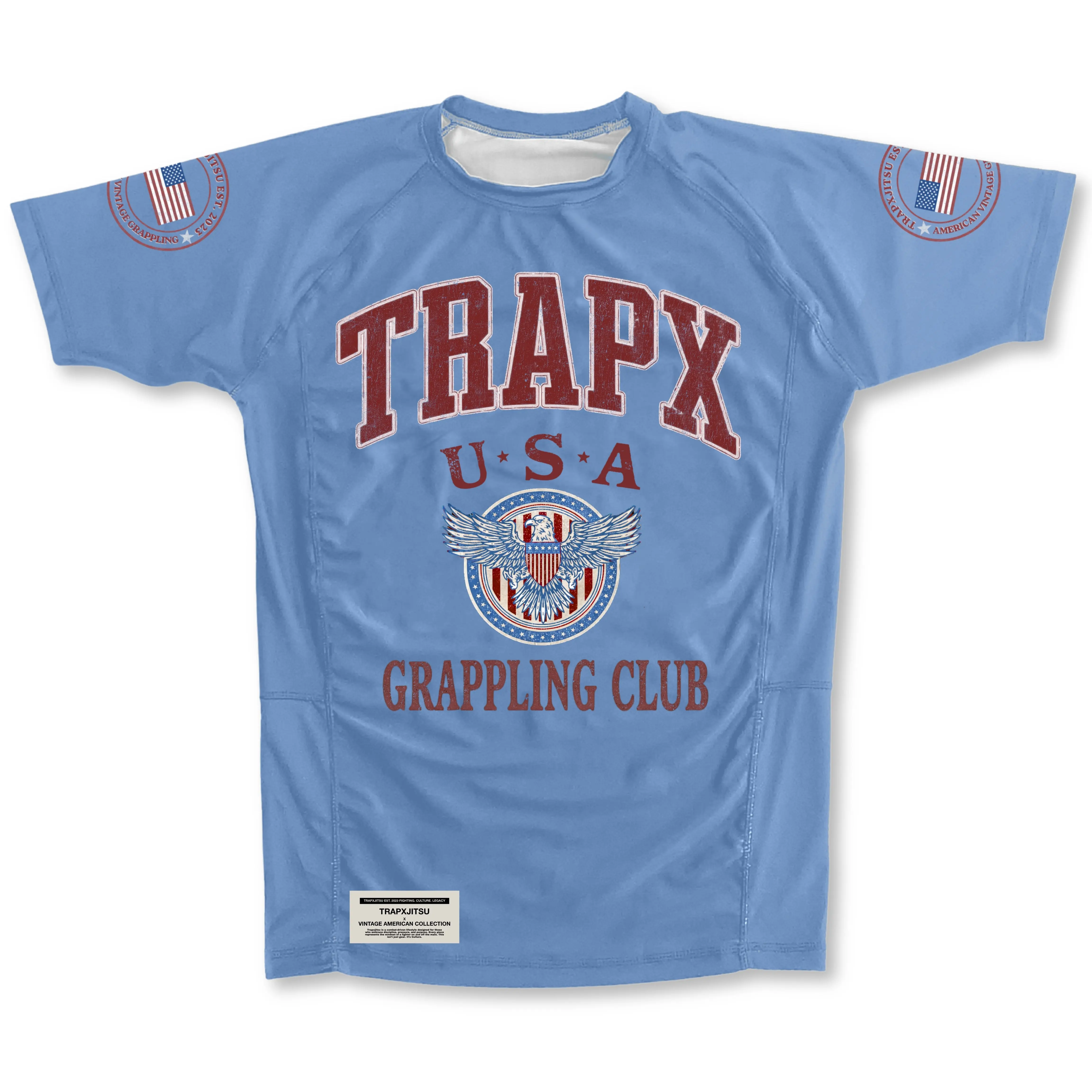 USA VINTAGE SHORT SLEEVE RASHGUARD - BLUE