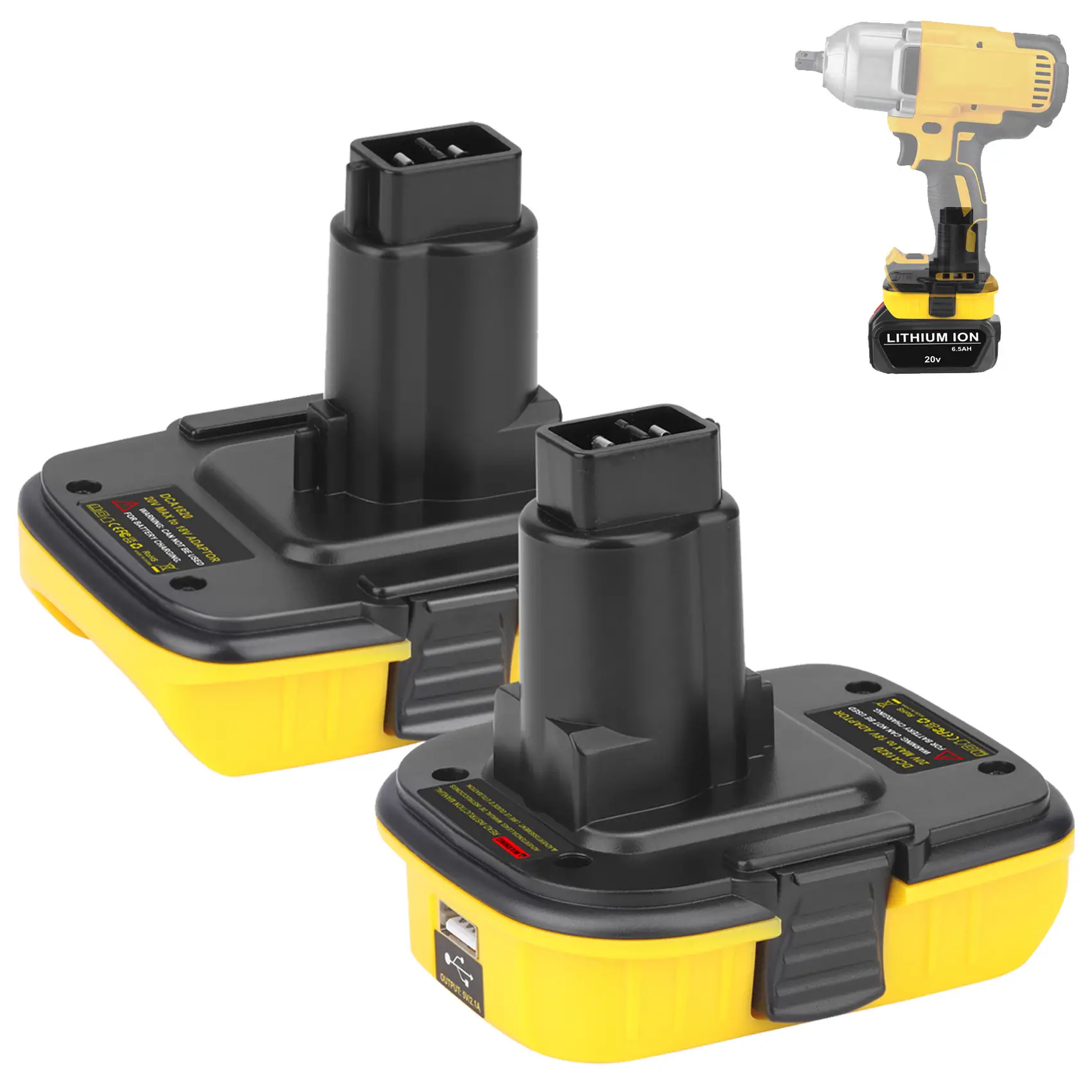 JYJZPB 2 Pack Fast USB | Replace for De Walt 18V to 20V Battery Adapte Converter DCA1820 for Dewalt 18V Tools Convert Dewalt 20V Battery DCB203 DCB206
