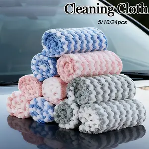5/10/24pcs Microfiber cleaning cloth, Super absorbent microfiber, ultra-soft and absorbent dishcloth/wiping cloth, suitable for dishwashing, kitchen cleaning, and car cleaning.