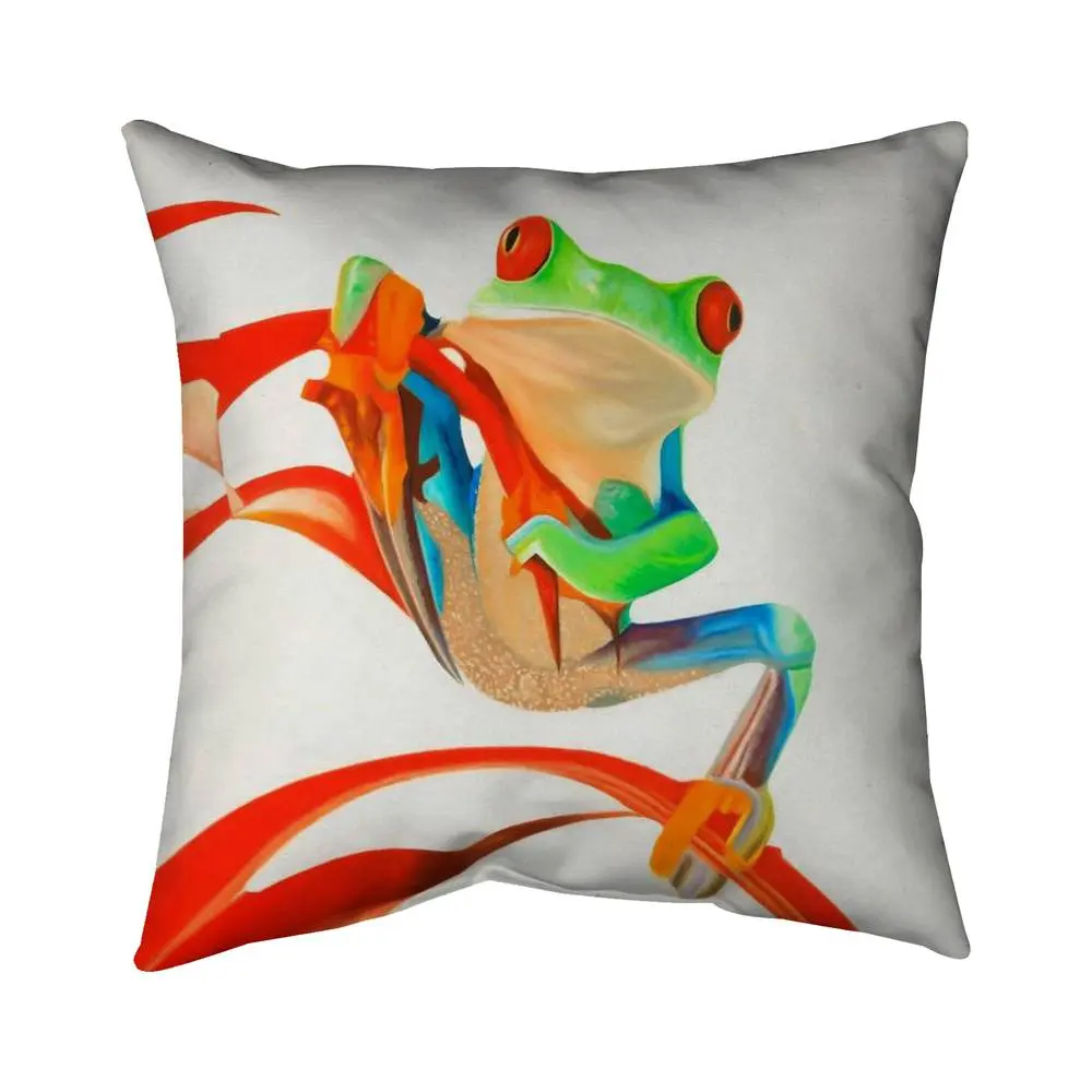 Begin Home Decor 5541-1616-AN289 16 x 16 in. Red-Eyed Frog Blue Pillow - Animal Bedroom Decor Pillow