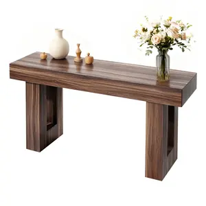 VEVOR 63 in Console Table, Farmhouse Desk Behind the Couch, Wooden Rectangle Entrance Desk, Narrow Long Sofa Table Accent Stand for Hallway, Bedroom, Living Room, Foyer, Easy Assembly, Brown