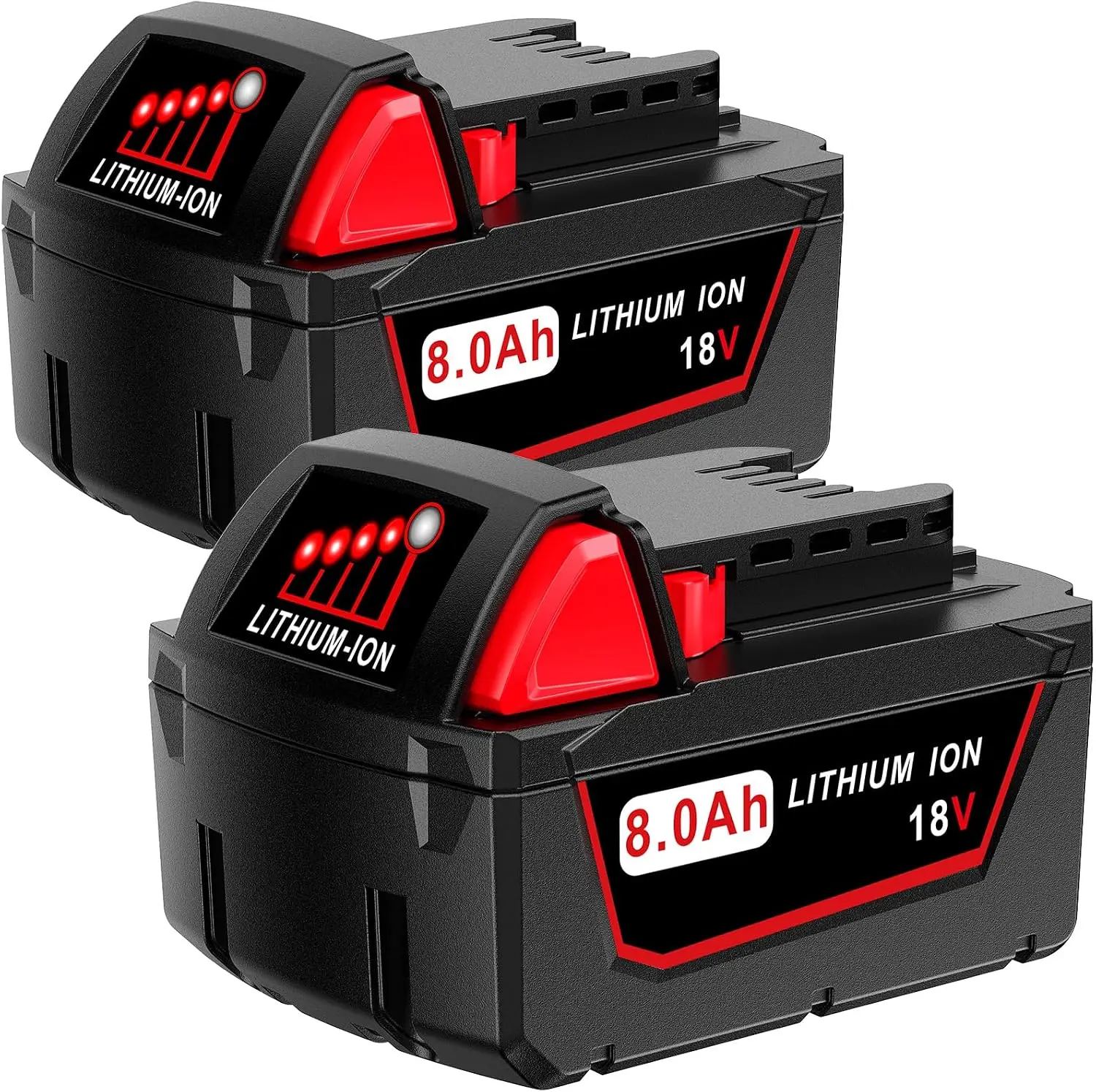 18V 8.0Ah Lithium-Ion Replacement Battery for Milwaukee M18 Series Cordless Power Tools, Compatible with 48-11-1810 Series Models, with Built-In Safety Protection
