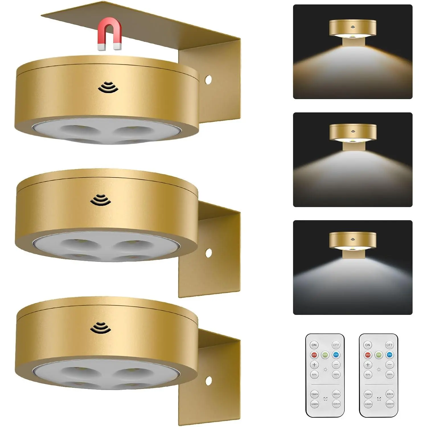 3Pack  Picture Light, Operated Painting Light with Remote, Timer Display Art Lamp for Wall,Dimmable Picture Frame Light for Frame Artwork,Wall Decor Puck Lights-