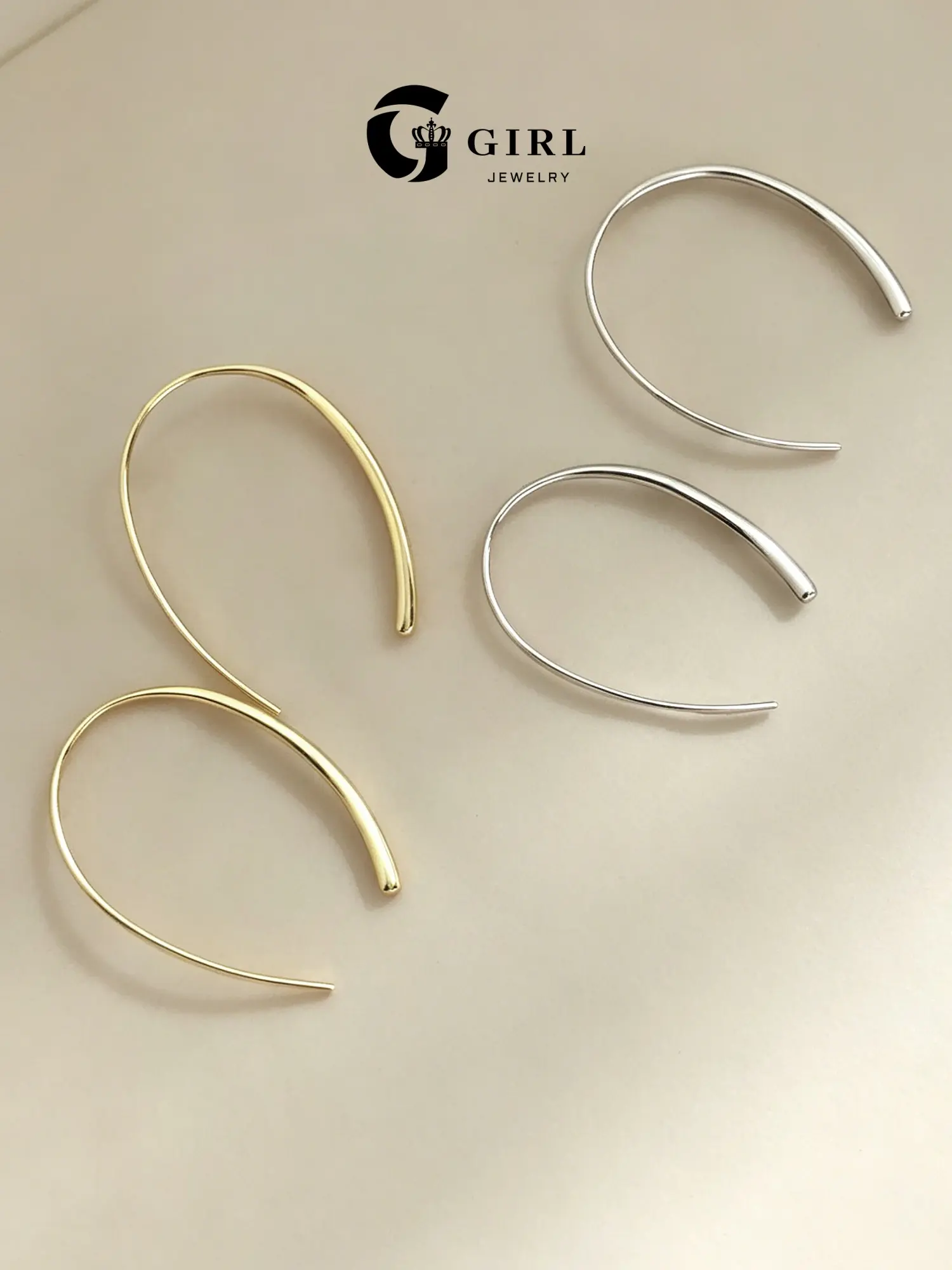GGIRL Unique, Minimalist Fish-Shaped Hoop Earrings With A Simple Design; Minimalist U-Shaped Ear Studs With A Cool, Chic Vibe; Perfect For Everyday Wear, Travel, Street Style, Birthdays, Holidays, Parties, And Anniversaries