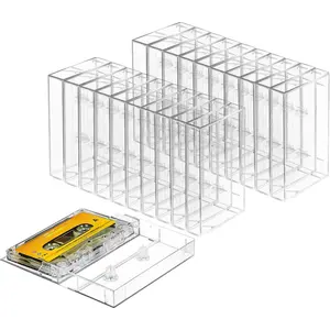 25-Pack Audio Cassette Storage Cases - Clear Plastic Cassette Tape Cases - Storage Solution 4.28" L x 2.75" W x 0.6" H