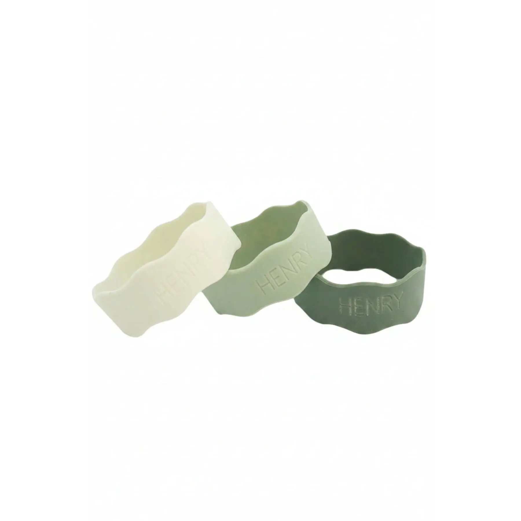 Personalized Food Grade Silicone Bottle Labels - 3.5" Diameter, Block Font, Greens, for Bottles/Cups Labeling
