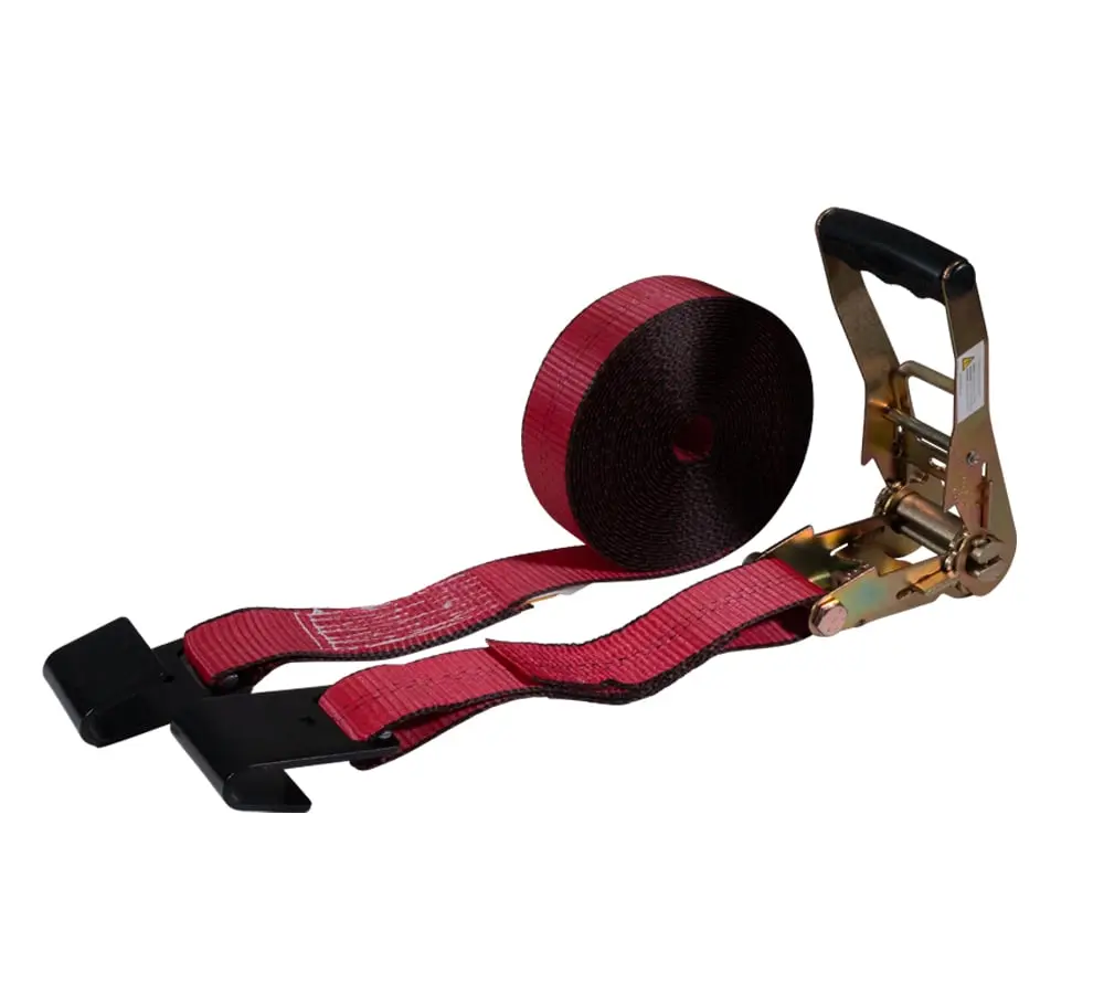 Ratchet Tie-Down Straps with Flat Hooks, 2" x 30' Ratchet Straps Red | 10,000 Lbs Breaking Strength | TieDown Ratchet Straps for flatbed, Truck, Trailers Pickup