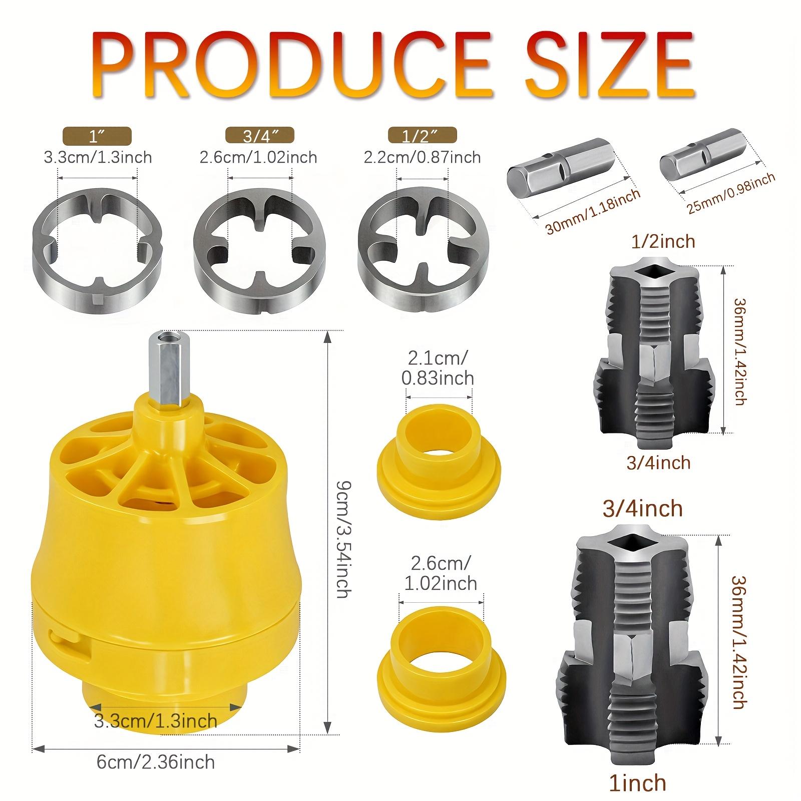 9pcs/13pcs Power Drill Water Pipe Threading Set, Featuring 3 Dies for Both Inside And Outside Threading of 1/2 Inch, 3/4 Inch, And 1 Inch Pipes, a Professional Toolkit for Water Pipe Threading