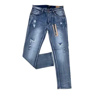 SF4640 - Basic Rip & Repair Denim Straight-Fit Stretch Jeans