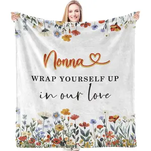 1pc Nonna floral pattern blanket, a perfect gift for grandma, suitable for decorating the bedroom, living room, sofa, and bed. It's the best Christmas and birthday present from grandchildren.