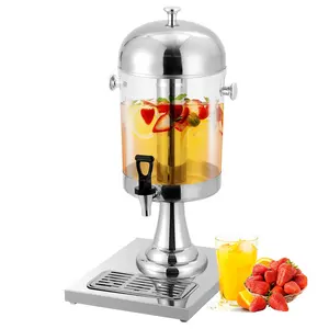 GARVEE 2.2 Gallon Stainless Steel Beverage Dispenser with Ice Core, Stand, Spigot & Drip Tray for Cold Drinks like Lemonade, Iced Tea, Juice - Ideal for Parties, Weddings & Events