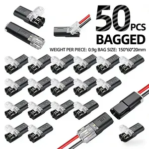 50pcs Double-Wire Plug-in Connector Led Light Strip Connectors 2 Pin,Led Strip Lights Connectors Low Voltage Wire Connector with Locking Buckle,Fast Connect Plugs Led Connectors for Strip Lights-YY. lead strip automotive wiring electricity