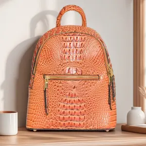 Croc-Embossed Backpack – Chic Textured Leather Bag for Everyday & Travel