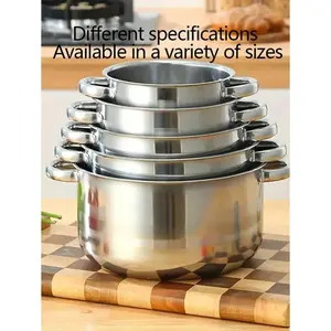 10pcs Luxury Stainless Steel Induction Cookware Set, Non-Stick Stainless Steel Pots With Lids In 5 Sizes (6.3" - 7" - 7.9" - 8.6" - 9.4"), Perfect Cooking Experience, Silver Color Gift For Graduation, Party, Father's Day, Birthday, Wedding