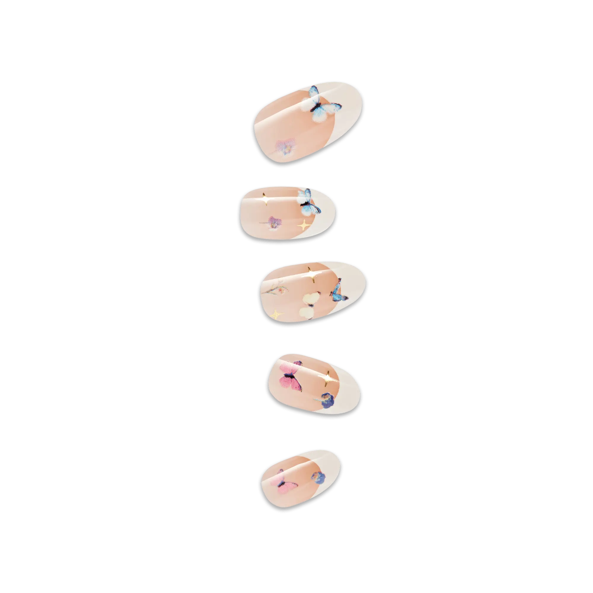 Impress Design No Glue Fake Press On Nails - Elegance | French Design, Multicolor, Medium, Oval, Manicure