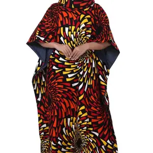 7843 African Print Kaftan Dress 100% Cotton/ Denim Lining - Casual Women's Wear - Womenswear fashion dress
