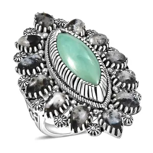 Artisan Crafted Turquoise and White Buffalo 11.80 ctw Ring in Sterling Silver Size 7 Christmas Gifts