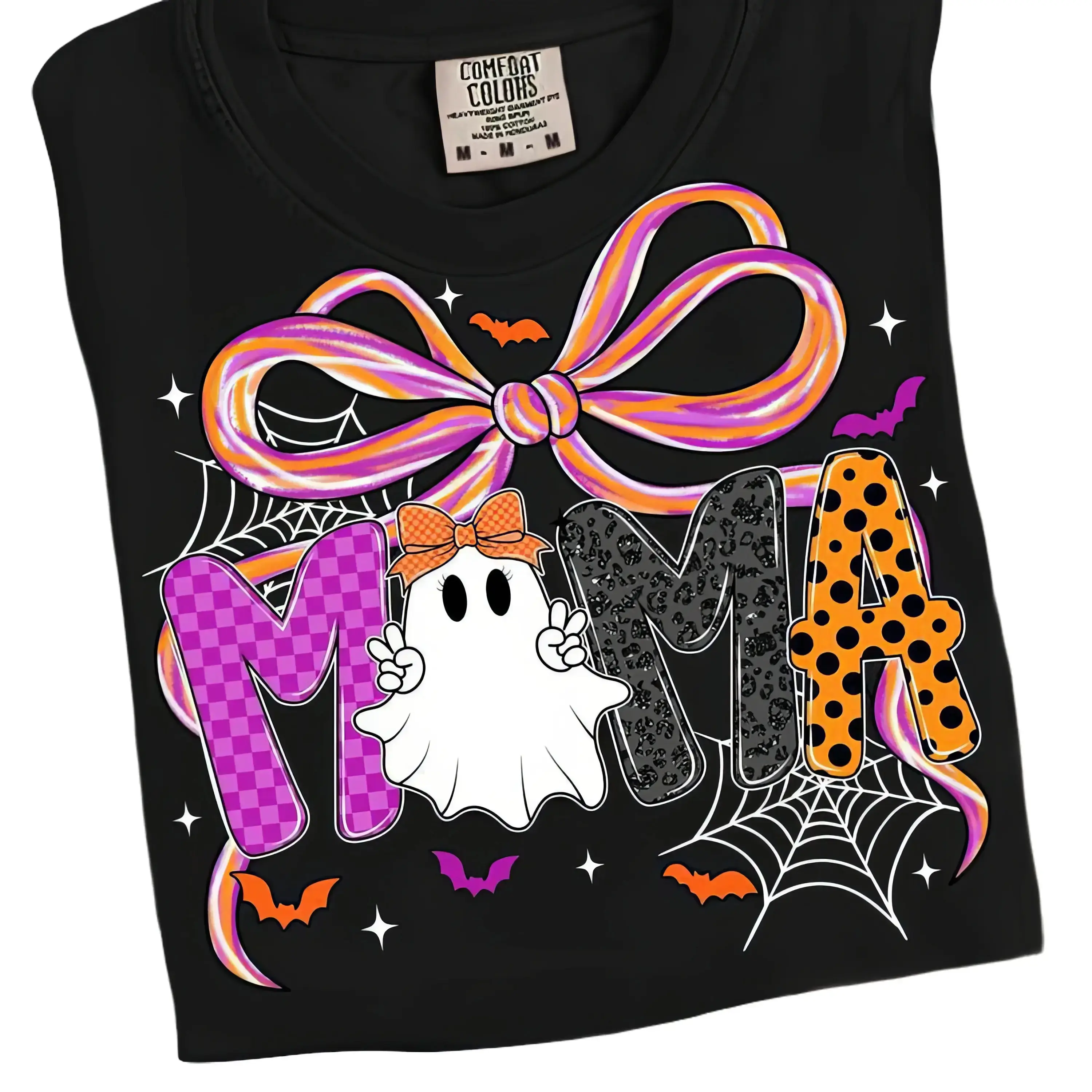 100% Cotton Comfort Colors Mama Halloween Coquette shirt Preppy Halloween Mama Bow Pumpkin Mama Gifts Cozy Fall Gift , Gift for Her