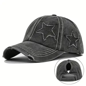 Shiny Reflective Star Baseball Hat, Wide Brim Cotton Cap, Bright Sexy Color, Classic Women's Hat, All-Season Fashion Accessory