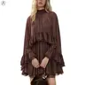 Arssm Women’s Chiffon Ruffle Dress – Semi-Sheer Cape Overlay Flowy Elegant Dress for Vacation, Party & Summer Occasion Wear