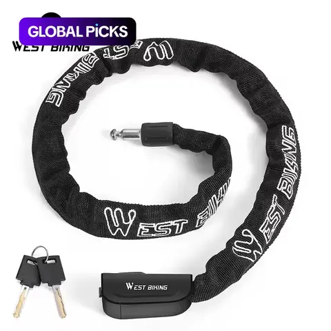 WEST BIKING Bicycle Lock with Key, Anti-theft Bicycle Lock, Security Outdoor Bike Chain Lock Chain Design, Cycling Equipment for Electric Motorcycle Bicycle, Outdoor Cycling Accessories