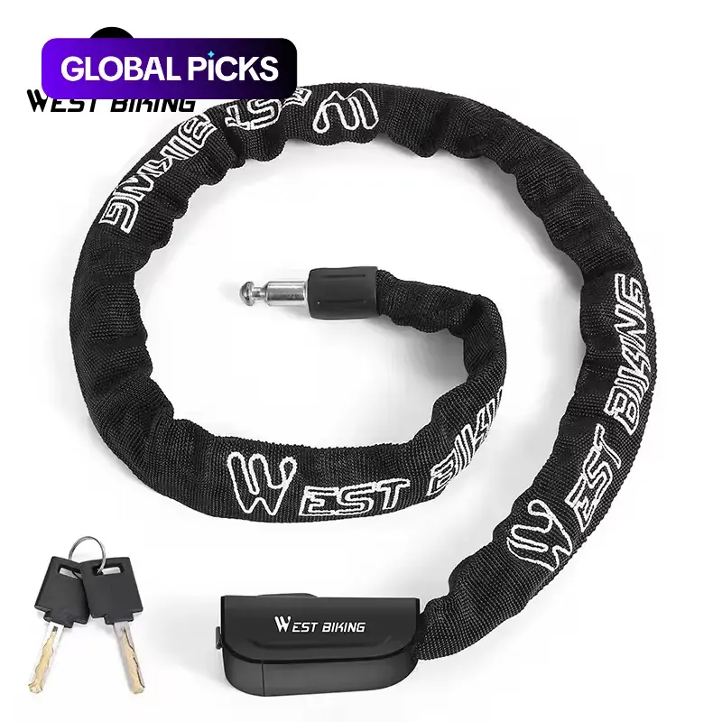 WEST BIKING Bicycle Lock with Key, Anti-theft Bicycle Lock, Security Outdoor Bike Chain Lock, Cycling Equipment for Electric Motorcycle Bicycle