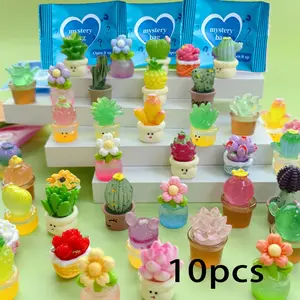 10 Piece Plant Flower Potted Random Independent Packaging Real Color Glow-In-The-Dark DIY Miniature Simulation Model Figurines Desk Decor Gift