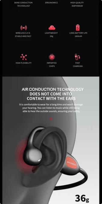 HYUNDAI WS17 Kids Open-Ear Wireless Headphones, Bluetooth 6.1, Waterproof Air Conduction Neckband, Lightweight & Comfortable, Ergonomic Design for Kids, Safe Hearing Protection, Wireless Headset for Study, Music & Calls, Compatible with Android & iOS