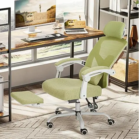 Furnest Sturdy Adjustable Ergonomic High-Back Mesh & Iron Office Armchair - 360° Smooth Swivel Rolling Desk Chair with Wheels, Sponge-Padded Armrests, Adjustable Ergonomic Backrest, Recline Lock, 250lb Capacity for Home & Work
