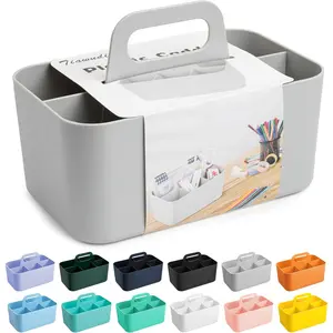 Multipurpose Caddy Organizer, Plastic Caddy with Handle, Stackable Desk Organizer for Stationery, Marker and Pencil, Office Supplies Organizer, Dorm Caddy