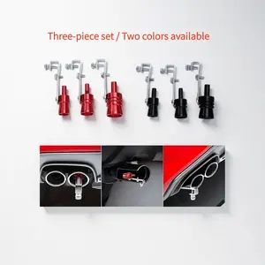 3-Pack of Car Modification Turbo Whistles, Motorcycle Tail Whistle Exhaust Pipe Sound Emulator,  Size, Easy-To-Install Car Accessories Vehicles Trucks Loud Horn Air Red Alloy