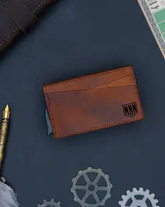 Personalized Slim Pop Up Leather Card Holder, Minimalist Design RFID Blocking Men's Leather Wallet, Engraved wallet for him, Groomsmen Gift EmpireLeatherGoods      5 out of 5 stars